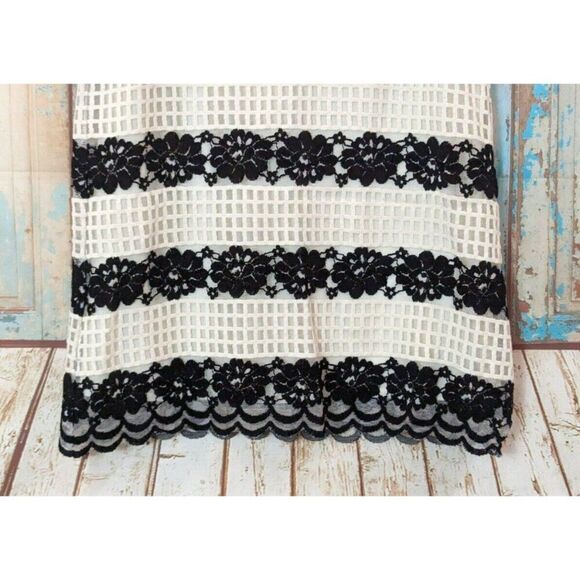 Max Studio Womens S Black White Sundress Floral Lace Round Neck Sleeveless - Picture 3 of 9